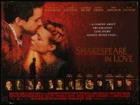 7w491 SHAKESPEARE IN LOVE mini poster '98 Geoffrey Rush, Affleck & Joseph Fiennes, Madden!