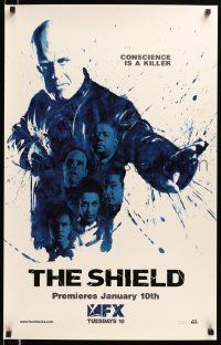 7w309 SHIELD tv poster '06, cool image of detective Michael Chiklis, Forest Whitaker, Goggins!
