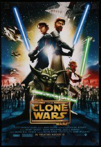 7w493 STAR WARS: THE CLONE WARS mini poster '08 art of Anakin Skywalker, Yoda, & Obi-Wan Kenobi!
