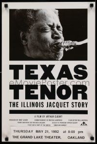 7w263 TEXAS TENOR THE ILLINOIS JACQUET STORY 15x23 special '92 cool image of sax player!