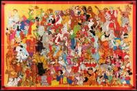 7w270 WALT DISNEY 26x38 English special '70s great image of many, many characters!
