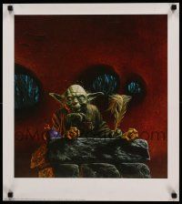 7w035 YODA signed 20x22 art print '92 by Michael Whelan, portrait of the Jedi Master, 166/750!