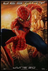 7w919 SPIDER-MAN 2 teaser 1sh '04 great image of Tobey Maguire in the title role, Destiny!