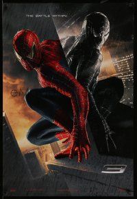 7w920 SPIDER-MAN 3 teaser DS 1sh '07 Raimi, the battle within, Maguire in red/black suits, textured