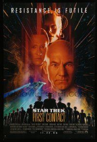 7w926 STAR TREK: FIRST CONTACT advance 1sh '96 Jonathan Frakes, Stewart, Spiner, sexy Borg Krige!
