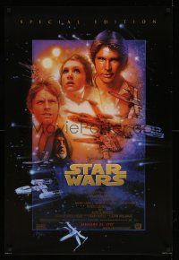 7w929 STAR WARS style B advance 1sh R97 George Lucas classic sci-fi epic, art by Drew Struzan!