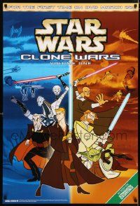 7w362 STAR WARS: CLONE WARS 27x40 video poster '05 cartoon art of Obi-Wan and Anakin, volume 1!