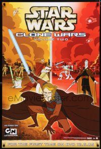 7w363 STAR WARS: CLONE WARS 27x40 video poster '05 cartoon art of Obi-Wan and Anakin, volume 2!