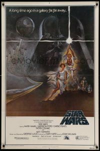 7w928 STAR WARS style A fourth printing 1sh '77 George Lucas classic sci-fi epic, art by Tom Jung!