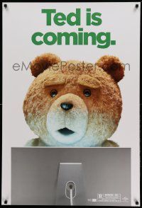 7w948 TED wilding 1sh '12 Mark Wahlberg, Mila Kunis, image of teddy bear using Mac, rare!