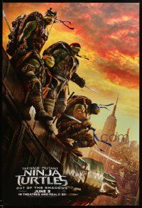 7w953 TEENAGE MUTANT NINJA TURTLES OUT OF THE SHADOWS teaser DS 1sh '16 great image of cast!