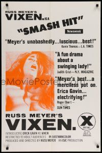 7w978 VIXEN 23x35 1sh '68 classic Russ Meyer, is sexy naked Erica Gavin woman or animal?