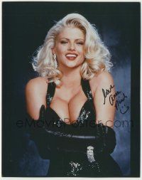 7x1041 ANNA NICOLE SMITH signed color 8x10 REPRO still '94 tight leather portrait from Naked Gun 33!