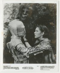 7x1203 CARRIE FISHER signed 8x10 REPRO still '80s great c/u with C-3PO & Chewbacca in Star Wars!