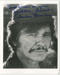 7x1207 CHARLES BRONSON signed 8x10 REPRO still '80s intense head & shoulders portrait of the star!