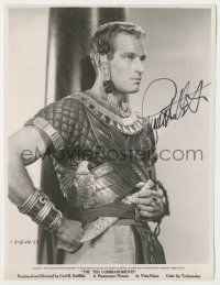 7x1209 CHARLTON HESTON signed 7.75x10 REPRO still '80s as young Moses in The Ten Commandments!