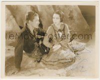 7x0725 DENNIS MORGAN signed 8x10 still '30s great close up sitting with a pretty woman in a cave!