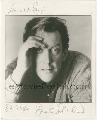 7x1225 DONALD SUTHERLAND signed 8x10 REPRO still '80s head & shoulders portrait with hand on head!