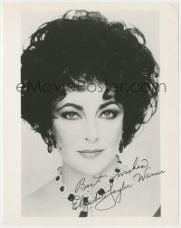 7x1238 ELIZABETH TAYLOR signed 8x10.25 REPRO still '80s sexy portrait with jewelry!