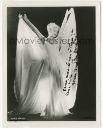 7x1247 GRACE BRADLEY signed 8x10.25 REPRO still '80s full-length in cool gown over black background!