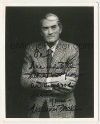 7x1248 GREGORY PECK signed 8x10 REPRO still '80s great portrait wearing suit over black background!