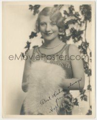 7x0758 HOPE HAMPTON signed deluxe 7.5x9.5 still '20s great portrait with pearls & fur by Witzel!