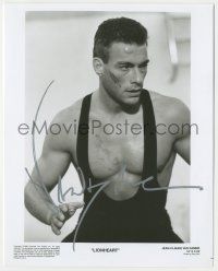 7x0773 JEAN-CLAUDE VAN DAMME signed 8x10 still '90 close up showing off his muscles in Lionheart!