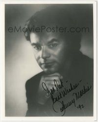 7x1297 JOHNNY MATHIS signed 8x10 REPRO still '92 head & shoulders portrait covered in shadows!