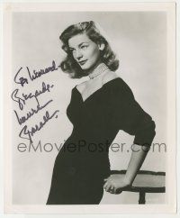 7x0801 LAUREN BACALL signed 8.25x10 still '48 sexy portrait by table from Key Largo!