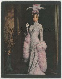 7x1120 LESLIE CARON signed color 8x10 REPRO still '90s full-length wearing incredible elaborate gown