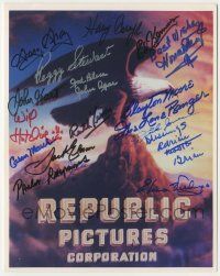 7x1136 REPUBLIC PICTURES signed color 8x10 REPRO still '80s by FIFTEEN stars over the studio logo!
