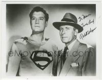 7x1361 ROBERT SHAYNE signed 8x10 REPRO still '80s as Henderson with George Reeves as Superman!