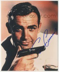 7x1151 SEAN CONNERY signed color 8x10 REPRO still '90s great James Bond portrait with gun & wine!