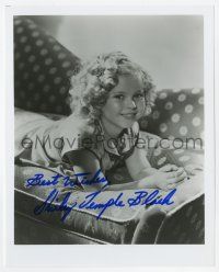 7x1372 SHIRLEY TEMPLE signed 8x10 REPRO still '80s great cute smiling close up laying on couch!