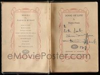 7x0154 FANNIE HURST signed hardcover book '27 the famous author's novel Song of Life!