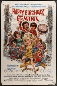 7x0213 HAPPY BIRTHDAY GEMINI signed 1sh '80 by Rita Moreno, great Jack Davis art of her & the cast!