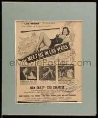 7x0192 CYD CHARISSE signed magazine ad in 11x13 matted display '56 sexy in Meet Me in Las Vegas!