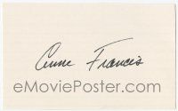 7x0882 ANNE FRANCIS signed 3x5 index card '00s with a photo and a biography!