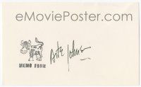 7x0887 ARTE JOHNSON signed 3x5 index card '00s with a photo and a biography!