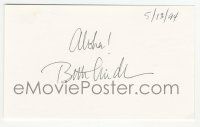 7x0892 BETTE MIDLER signed 3x5 index card '94 can be matted & framed w/ still, she wrote Aloha!