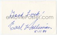 7x0912 EARL HOLLIMAN signed 3x5 index card '99 with a photo and a biography!