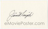 7x0939 JANET LEIGH signed 3x5 index card '00s with a color photo and a biography!