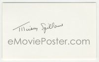7x0974 MICKEY SPILLANE signed 3x5 index card '80s can be framed & displayed with a repro still!