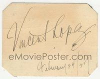 7x1023 VINCENT LOPEZ signed 3x3 cut index card '27 can be framed & displayed with a repro still!