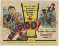 7x0082 BANDIDO signed TC '56 by Robert Mitchum, cry that rocked the world's hottest strip of Hell!