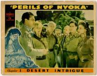 7x0124 PERILS OF NYOKA signed chapter 1 color LC '42 by Clayton Moore, looking at Kay Aldridge, rare