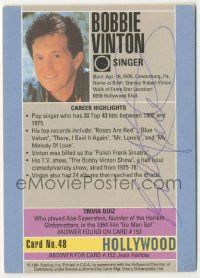 7x0544 BOBBY VINTON signed 3x4 trading card '91 it can be framed with a vintage or repro still!