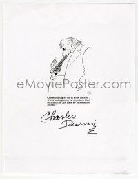 7x0284 CHARLES DURNING signed 9x11 photocopy '80s on Hirschfeld art of him in Cat on a Hot Tin Roof!