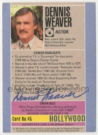 7x0549 DENNIS WEAVER signed 3x4 trading card '91 it can be framed with a vintage or repro still!
