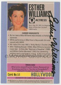 7x0555 ESTHER WILLIAMS signed 3x4 trading card '91 it can be framed with a vintage or repro still!